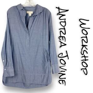 Workshop Andrea Jovine Chambray Tunic Shirt Dress Long Sleeve Womens Size Small